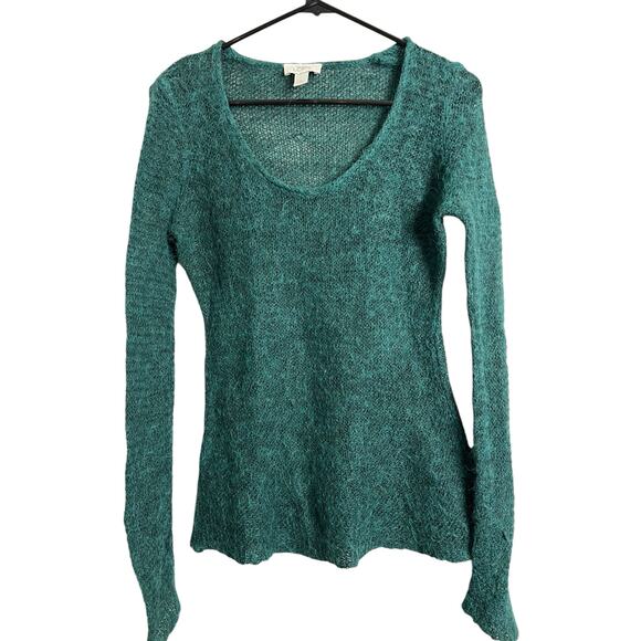 Ann Taylor LOFT Sweater M Medium Green Fuzzy Alpaca Wool - Picture 1 of 5